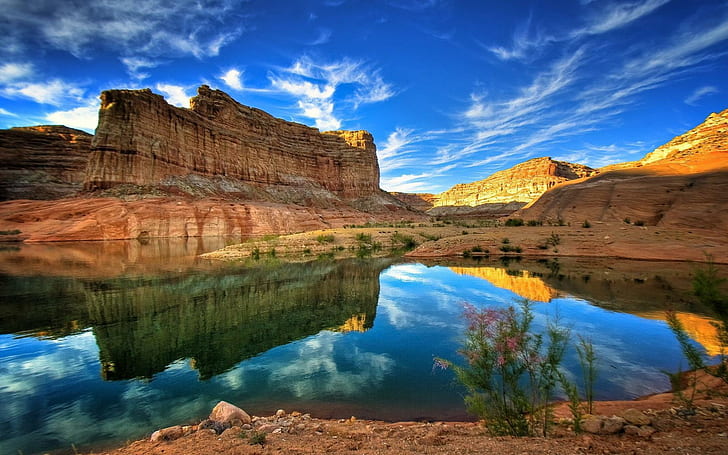 Canyon Reflections, reflections, canyon, nature and landscape, HD wallpaper