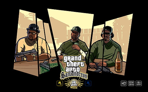 Peringatan GTA, GTA San Andreas, Grand Theft Auto, poster game, Wallpaper HD HD wallpaper