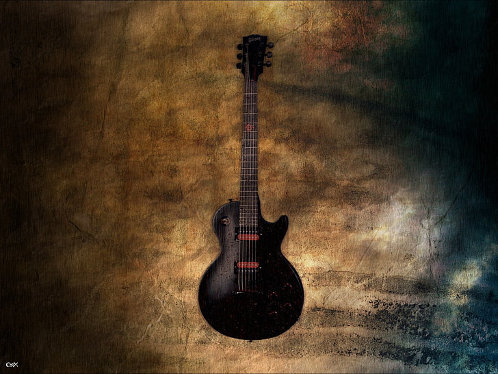black electric guitar, Music, Guitar, HD wallpaper