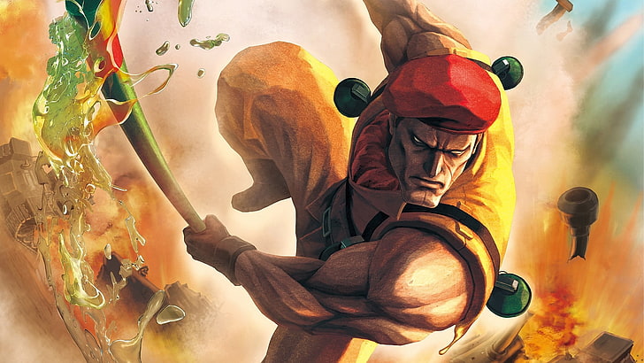 Rolento from Street Fighter illustration, street fighter x tekken, soldier, look, jump, HD wallpaper