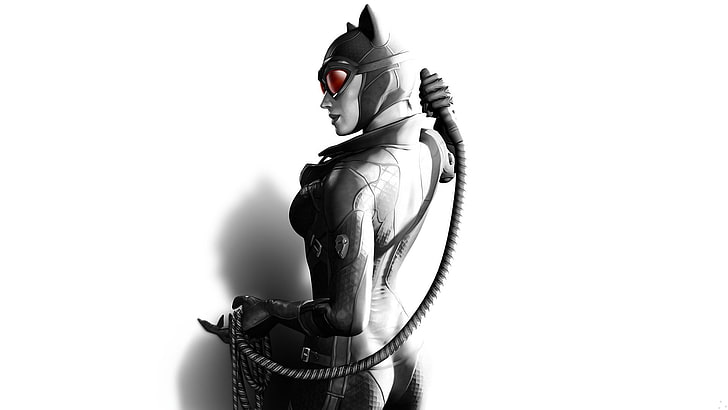 videospel, Batman: Arkham City, Rocksteady Studios, Catwoman, Selina Kyle, piskor, skyddsglasögon, mask, selektiv färgning, HD tapet