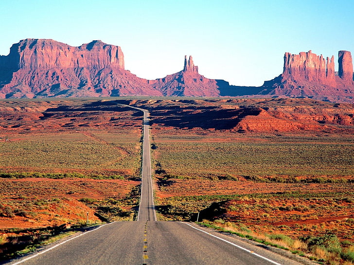 Desert, landscape, Monument Valley, road, Rock Formation, HD wallpaper