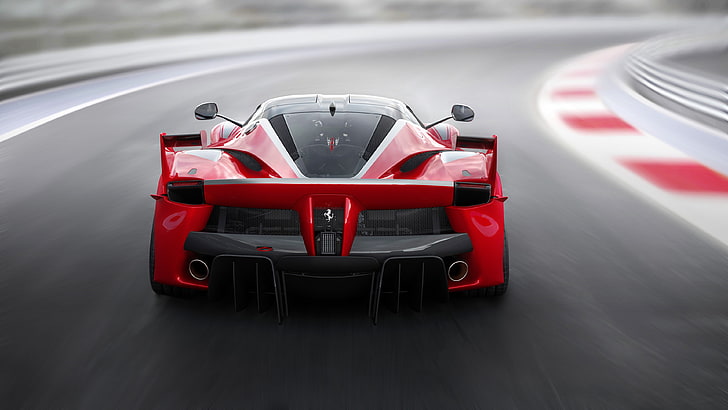 mobil mewah hitam dan merah, Ferrari FXXK, mobil, trek balap, blur, mobil merah, kendaraan, Ferrari, Wallpaper HD