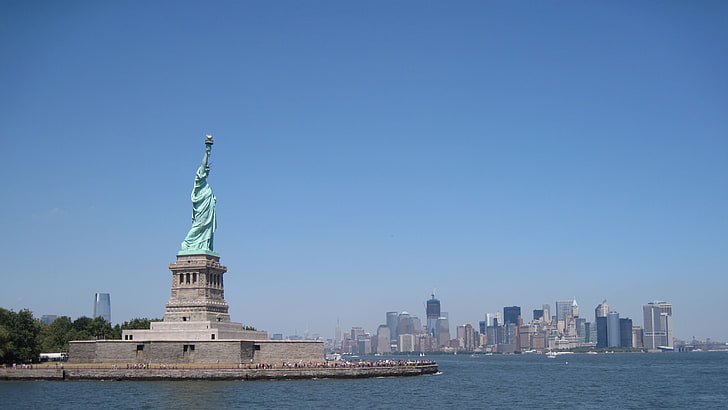 landmark, statue, tourist attraction, new york, united states, america, statue of liberty, HD wallpaper