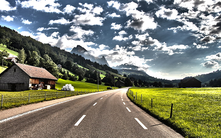 Alps, road, HD wallpaper