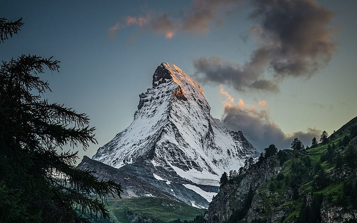 Amazing Mountain Peak, mountain peak, mountain, snow, forest, HD wallpaper