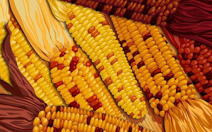 Thanksgiving Harvest, thanksgiving, harvest, fall, corn, autumn, 3d and abstract, HD wallpaper