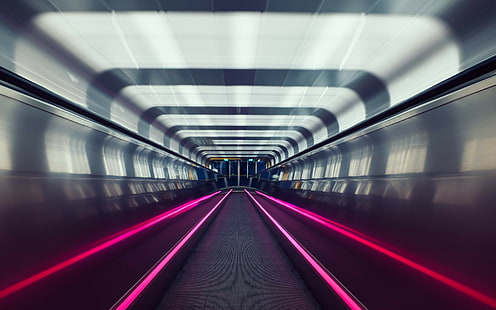luzes, faixas, motion blur, arquitetura, Oslo, metrô, rosa, HD papel de parede HD wallpaper