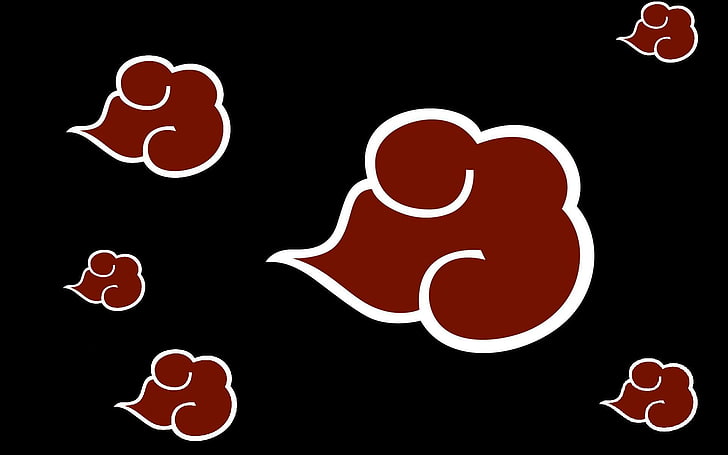 czerwono-czarne logo kombinezonu Naruto Akatshi, akatsuki, chmury, naruto, shippuden, wektor, Tapety HD