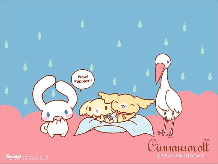 아기 cinnamoroll Cinnamoroll와 아기 놀람 Anime Hello Kitty HD Art, Sweet, Hello Kitty, 아기, cinnamoroll, 산리오, 황새, HD 배경 화면