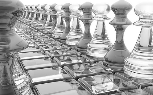 Crystal Chess, negro, blanco, cristal, artístico, abstracto, ajedrez, 3d, bonito, vidrio, juego, 3d y abstracto, Fondo de pantalla HD HD wallpaper