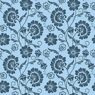 weiße und graue Blumentapete, Blumen, Hintergrund, Muster, Beschaffenheit, Verzierung, Weinlese, HD-Hintergrundbild HD wallpaper