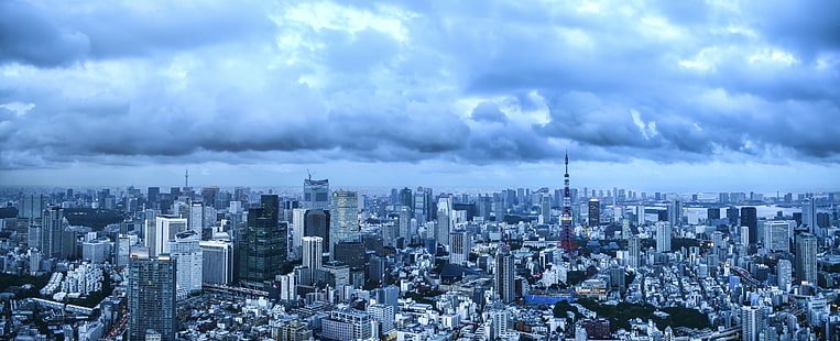panoramic photography of city buildings, tokyo, tokyo, Tokyo, Dusk, Panorama, panoramic photography, city, buildings, Japan, Nihon, Nippon, Travel, East Asia, Far East, Nikon  D5100, DSLR, 日本, stitched, PTGui, landscape, 東京, night, cityscape, twilight, Tokyo Tower, Tokyo Sky Tree, Roppongi Hills  Mori Tower, clouds, urban Skyline, skyscraper, architecture, downtown District, urban Scene, tower, asia, business, building Exterior, built Structure, HD wallpaper HD wallpaper