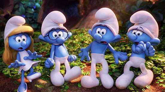 Smurfette Brainy Hefty And Clumsy In Smurfs The Lost Village Trailer Teaser 2017 Hd Wallpaper For Desktop 3840×2160, HD wallpaper HD wallpaper