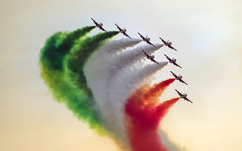 연기, 인도 공군, 화이트, 사프란, 전투기, 그린, HD 배경 화면 HD wallpaper