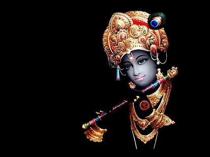 Господь Шри Киршна, плакат индуистского бога, Бог, Господь Кришна, флейта, индуист, HD обои HD wallpaper