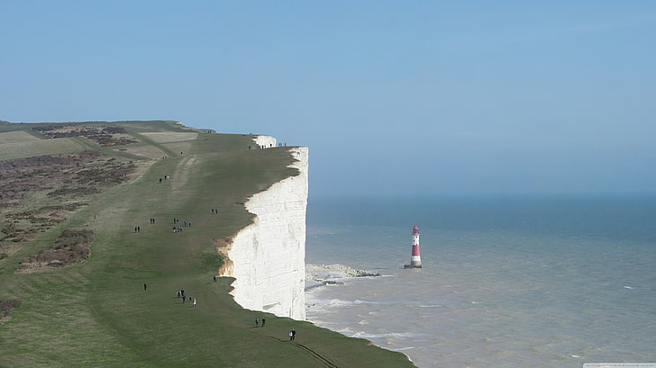 cliff, lighthouse, Cliffs of Dover, HD wallpaper