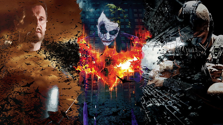 collage, Batman börjar, The Dark Knight, The Dark Knight Rises, filmer, HD tapet