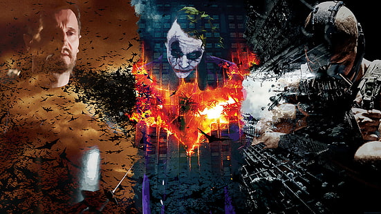 collage, Batman Begins, The Dark Knight, The Dark Knight Rises, films, Fond d'écran HD HD wallpaper