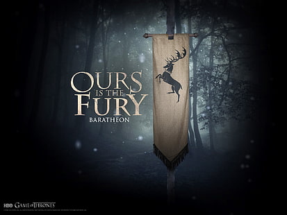 Game of Thrones Ours е плакатът Fury Baratheon, Game of Thrones, Песен на лед и огън, sigils, HD тапет HD wallpaper