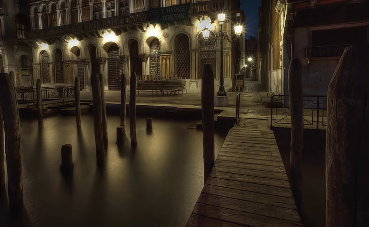 Venice Streets, brown wooden dock, City, Venice, streets, HD wallpaper