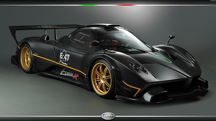 черный спортивный купе, Pagani Zonda, суперкары, суперкар, черные автомобили, авто, Pagani, HD обои
