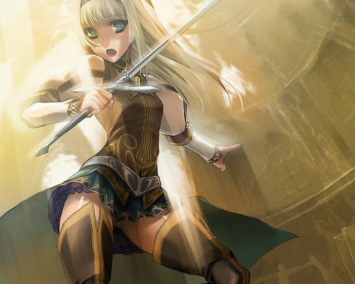 иллюстрация персонажа аниме с белыми волосами, видеоигра, профиль валькирии, женщина, HD обои