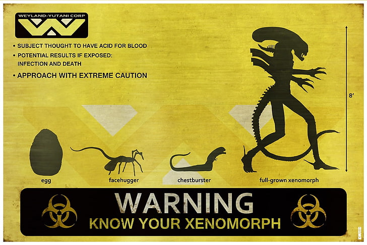Alien Xenomorph loho, aliens, signs, Xenomorph, artwork, humor, HD wallpaper
