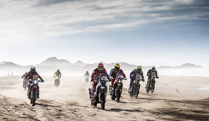 Dust, A lot, Rally, Dakar, Racers, Motul, HD wallpaper