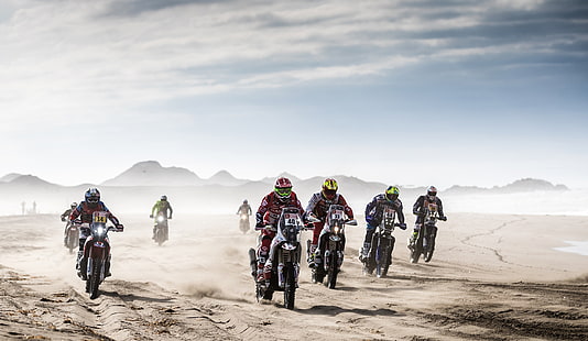 vehículo, motocicleta, desierto, Rally, carreras, carrera Dakar, Rally Dakar, París Dakar, Dakar, Fondo de pantalla HD HD wallpaper