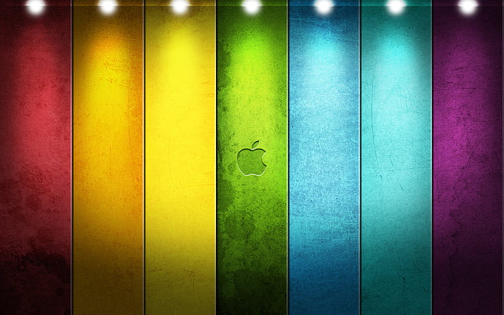 Warna Fokus Apple, ilustrasi apel pelangi, apel, warna, fokus, Wallpaper HD