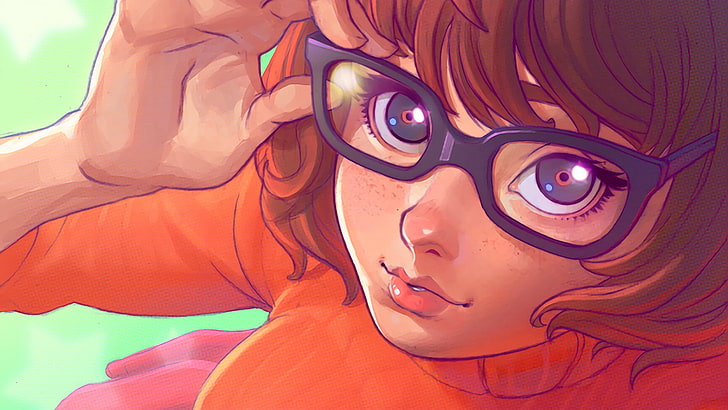 Ilustrasi Velma depan Scooby-Doo, Ilya Kuvshinov, menggambar, Velma Dinkley, Scooby-Doo, kacamata, Wallpaper HD