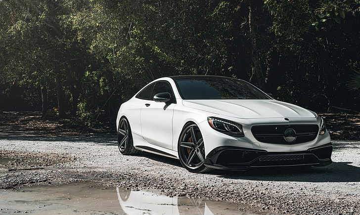 Mercedes, AMG, Water, Coupe, White, Forest, S63, HD тапет