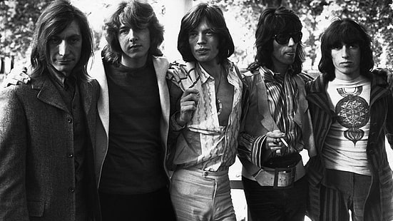 men, musician, rock stars, singer, Rolling Stones, Mick Jagger, Keith Richards, monochrome, legends, long hair, HD wallpaper HD wallpaper