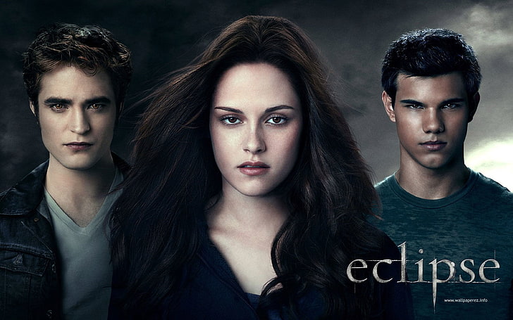 Twilight Eclipse-affisch, Film, The Twilight Saga: Eclipse, Bella Swan, Edward Cullen, Jacob Black, Kristen Stewart, Robert Pattinson, Taylor Lautner, HD tapet