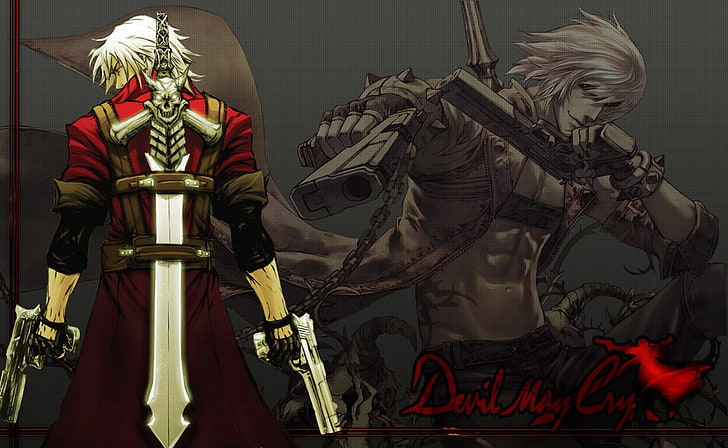 Devil May Cry Dante sfondo digitale, Devil May Cry, DmC: Devil May Cry, Dante, spada, pistola, demone, anime, Sfondo HD