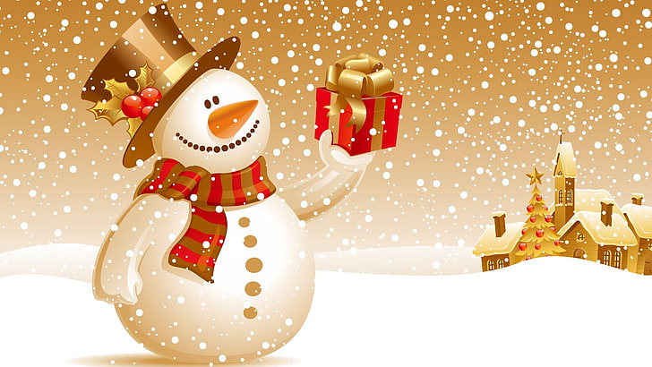 snowman, figure, creation, christmas, snow, cartoon, winter, holiday, xmas, decoration, celebration, season, card, cute, december, cold, HD wallpaper