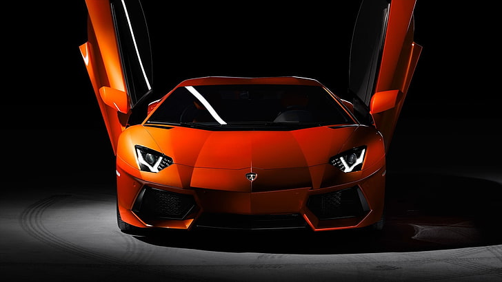 car, Super Car , Lamborghini, Lamborghini Aventador, orange cars, HD wallpaper