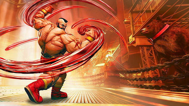 Street Fighter V, Zangief (luchador callejero), PlayStation 4, sin camisa, Fondo de pantalla HD