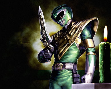 Power Ranger Green Ranger векторной графики, сериал, Power Rangers, Green Ranger, HD обои HD wallpaper