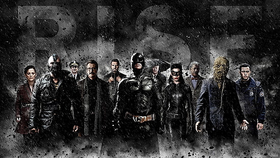 باتمان: The Dark Knight Rises ، ملصق Batman Rise ، Batman ، dark ، بوليس ، مطر ، Catwoman ، catsuit ، نظارات ، Bane ، The Dark Knight Rises ، فزاعة (شخصية) ، Jim Gordon ، الناس ، MessenjahMatt ، سيلينا كايل ، ألفريد ، أفلام، خلفية HD HD wallpaper