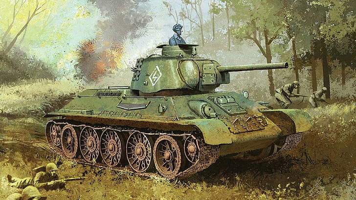 دبابة سوفيتية T-34-76 ، دبابة ، أخرى ، سوفيتية ، ثلاثية الأبعاد ومجردة، خلفية HD