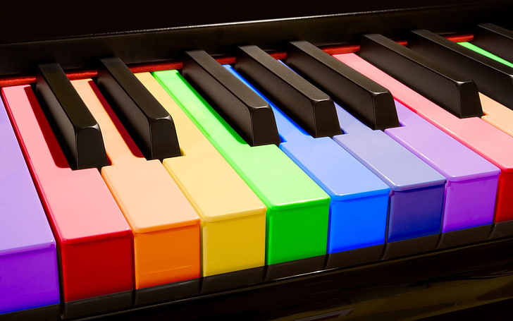 touches de piano multicolores, Musique, Piano, Fond d'écran HD
