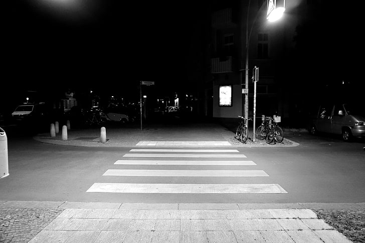 gelap, malam, persimpangan pejalan kaki, jalanan, Wallpaper HD