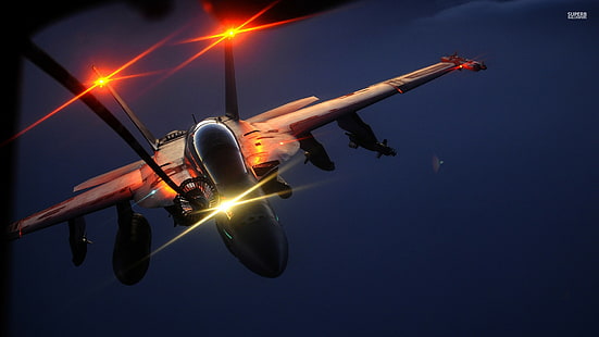 군용, 제트 전투기, 맥도넬 더글러스 F / A-18 호넷, 공중 급유, 비행기, F / A-18 호넷, HD 배경 화면 HD wallpaper