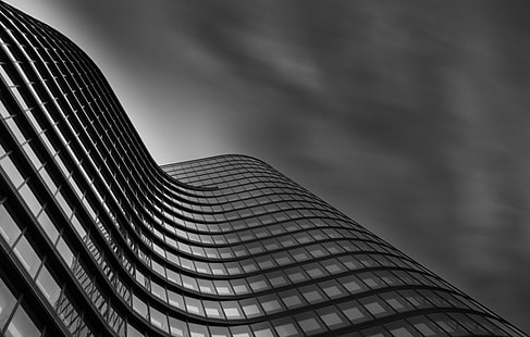 gray scale bottom photo of high rise building, gray scale, bottom, photo, high rise building, monochrome, architecture, blackandwhite, bw, skyscraper, black And White, modern, office Building, building Exterior, built Structure, window, urban Scene, reflection, tower, business, HD wallpaper HD wallpaper