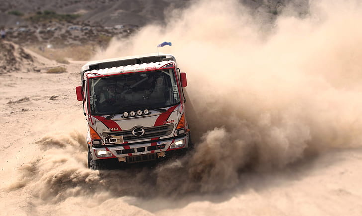 Truck, Rally, sand, racing, vehicle, sport, numbers, HD wallpaper