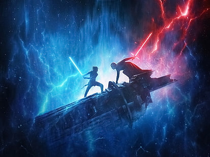 Star Wars, Star Wars: Der Aufstieg von Skywalker, Kylo Ren, Lichtschwert, Rey (Star Wars), HD-Hintergrundbild HD wallpaper