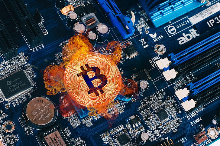 Technology, Bitcoin, Coin, Cryptocurrency, Motherboard, HD wallpaper