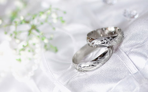 Casamento, anel, flores, prata, fotografia, profundidade de campo, casamento, anel, flores, prata, fotografia, profundidade de campo, HD papel de parede HD wallpaper